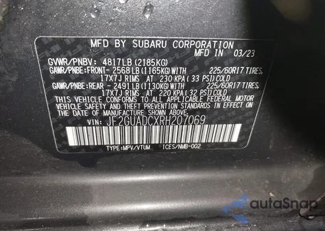 2024 Subaru Crosstrek Premium from USA, damaged, VIN JF2GUADCXRH207069